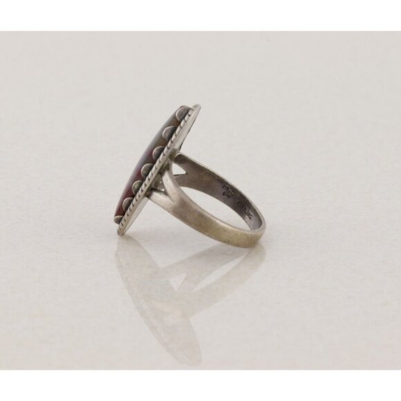 Sterling Silver Natured Gray and Red Moss Agate Ring Size 8 - Picture 6 of 8